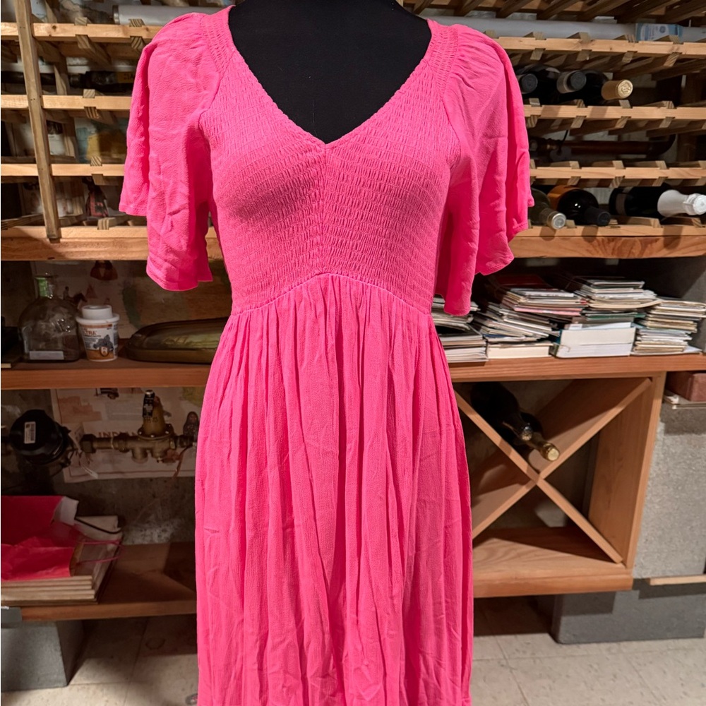 NWT In Bloom‎ Hot Pink V-Neck Smocked Maxi Dress